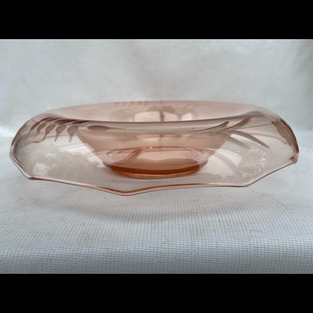 Pink Depression Glass Console Bowl Rolled Edge
